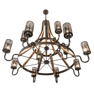 Meyda Tiffany - 219854 - 12 Light Chandelier - Barrel Stave - Timeless Bronze And Charred Wood