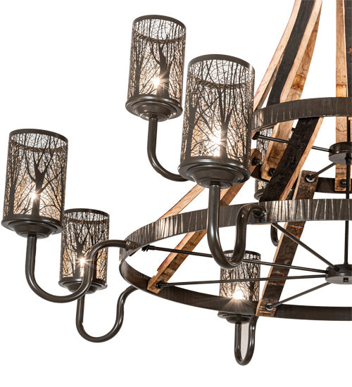 Meyda Tiffany - 219854 - 12 Light Chandelier - Barrel Stave - Timeless Bronze And Charred Wood