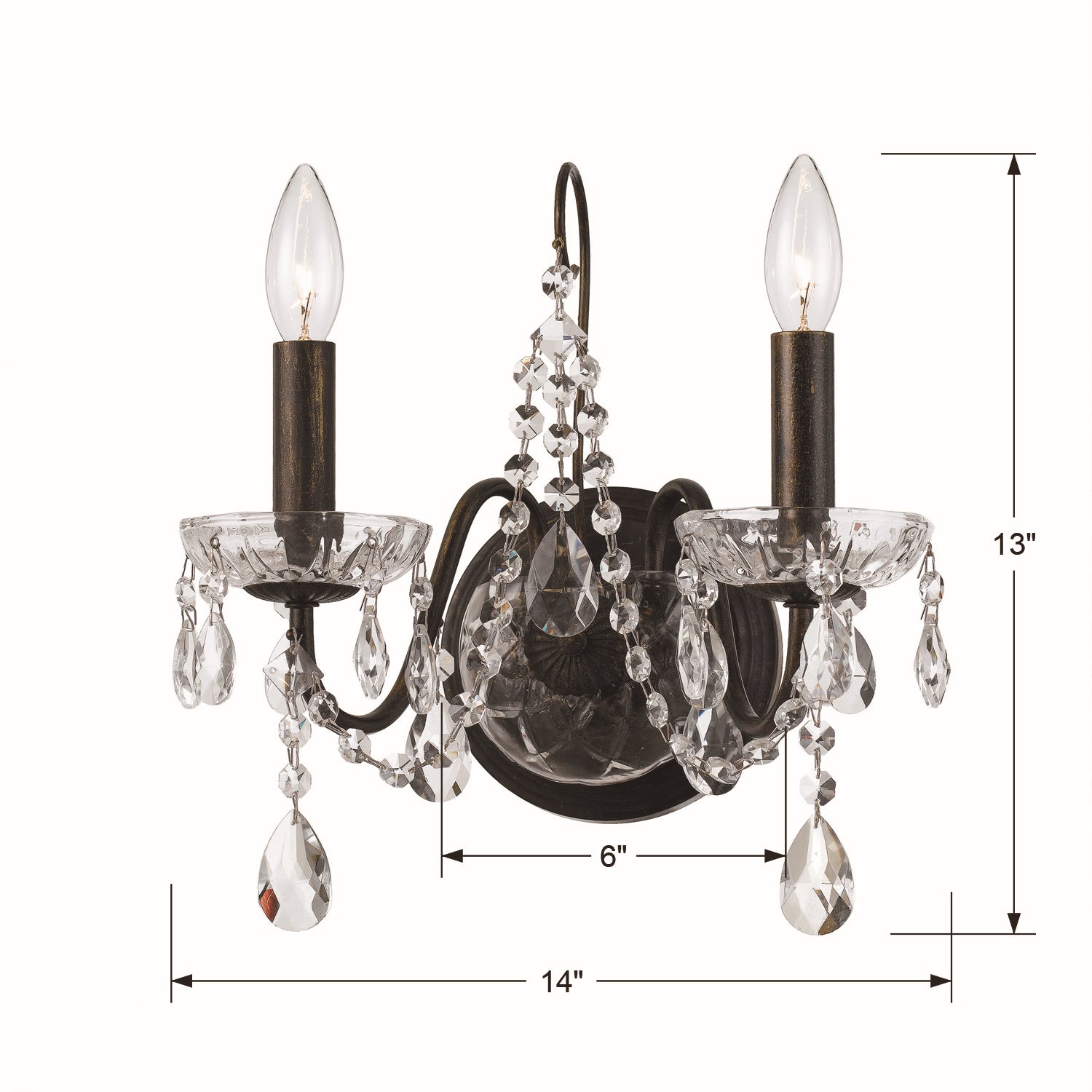 Crystorama - 3022-EB-CL-MWP - Two Light Wall Sconce - Butler - English Bronze