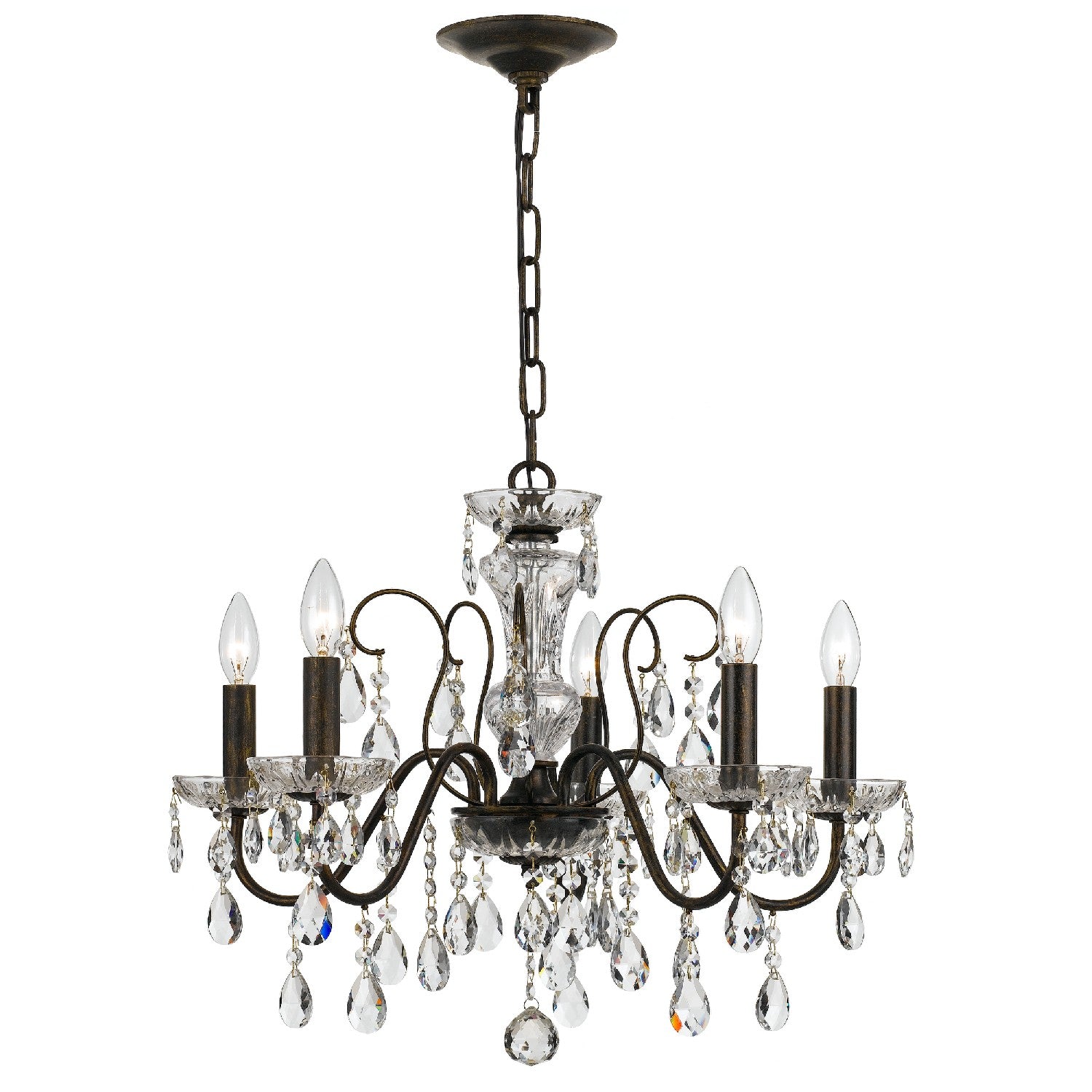 Crystorama - 3025-EB-CL-MWP - Five Light Chandelier - Butler - English Bronze