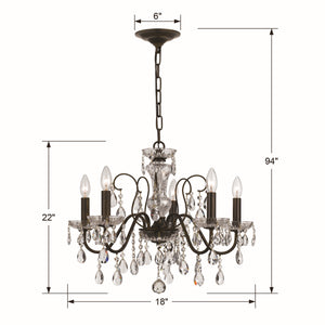 Crystorama - 3025-EB-CL-MWP - Five Light Chandelier - Butler - English Bronze