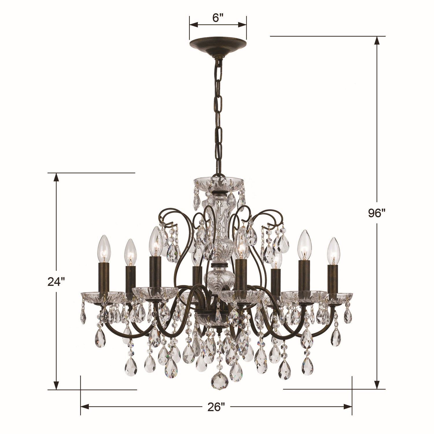 Crystorama - 3028-EB-CL-MWP - Eight Light Chandelier - Butler - English Bronze