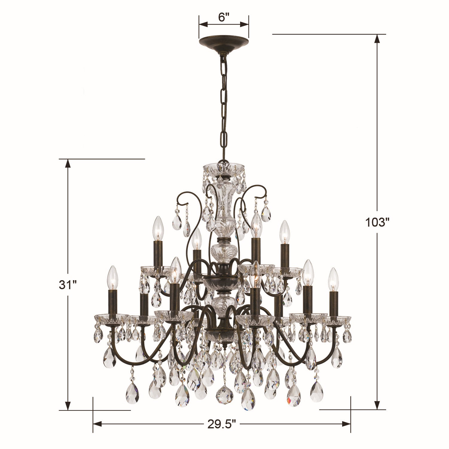 Crystorama - 3029-EB-CL-MWP - 12 Light Chandelier - Butler - English Bronze