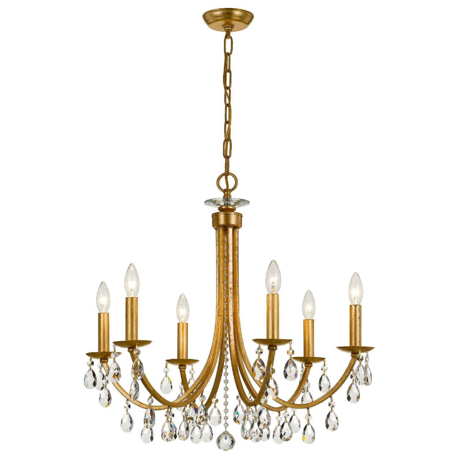 Crystorama - 8826-GA-CL-MWP - Six Light Chandelier - Bridgehampton - Antique Gold