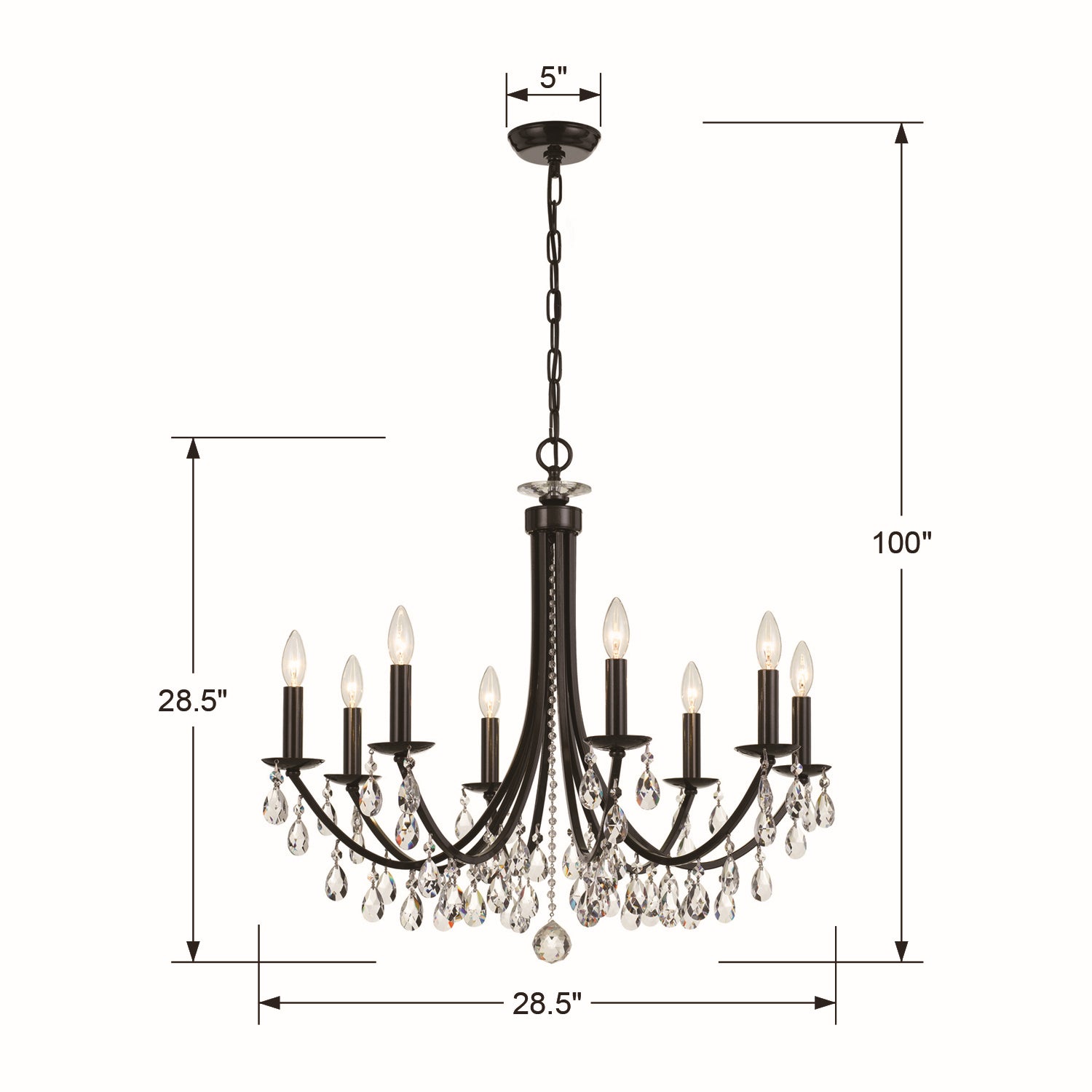 Crystorama - 8828-VZ-CL-MWP - Eight Light Chandelier - Bridgehampton - Vibrant Bronze