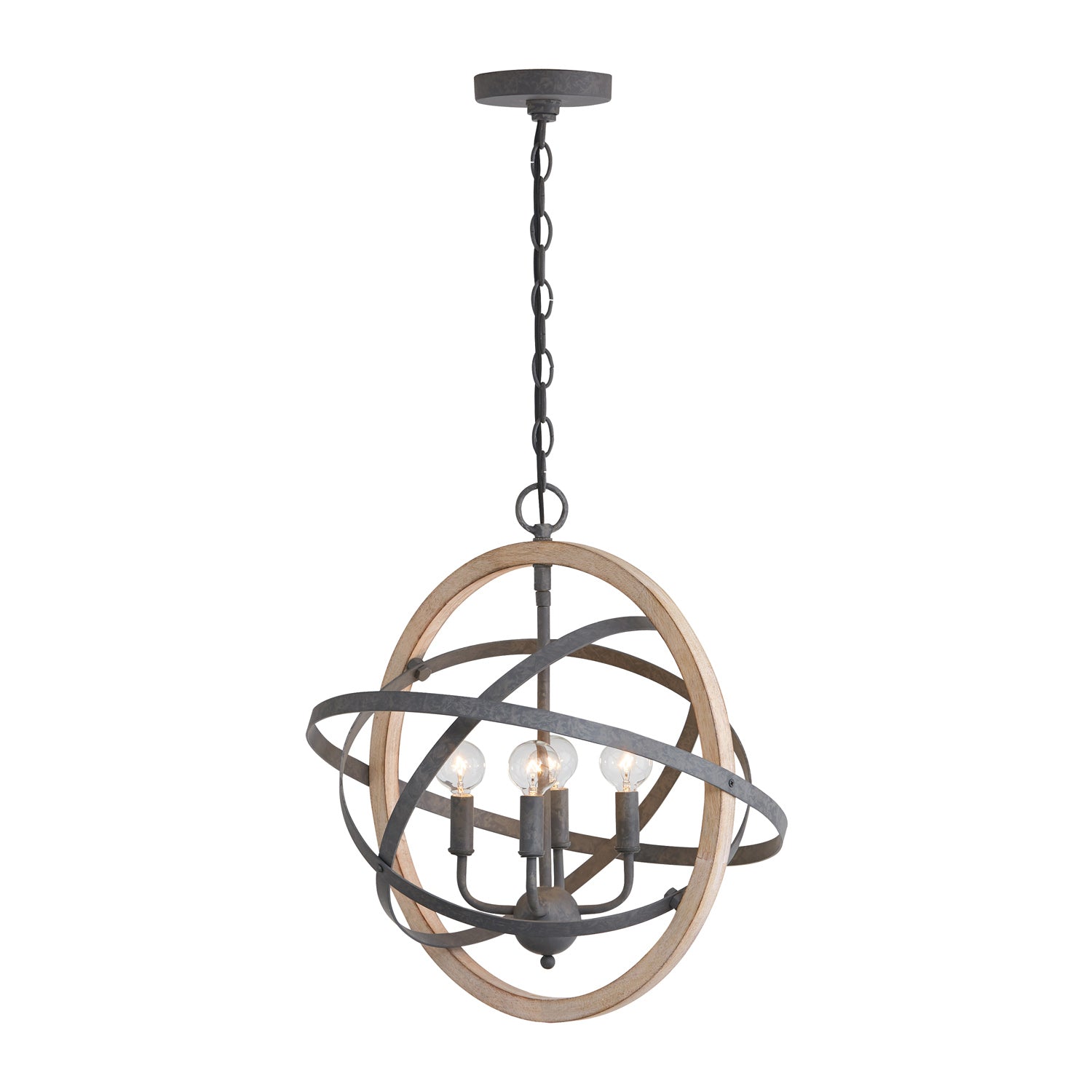 Capital Lighting - 330544IW - Four Light Pendant - Bluffton - Iron and Wood
