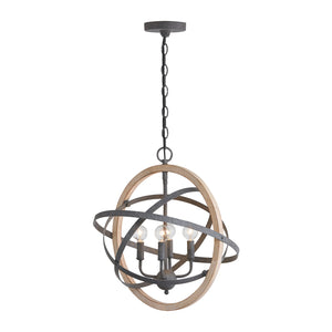 Capital Lighting - 330544IW - Four Light Pendant - Bluffton - Iron and Wood