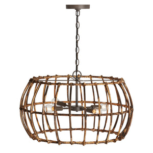 Capital Lighting - 335742BY - Four Light Pendant - Sanibel - Blazed Rattan and Nordic Grey