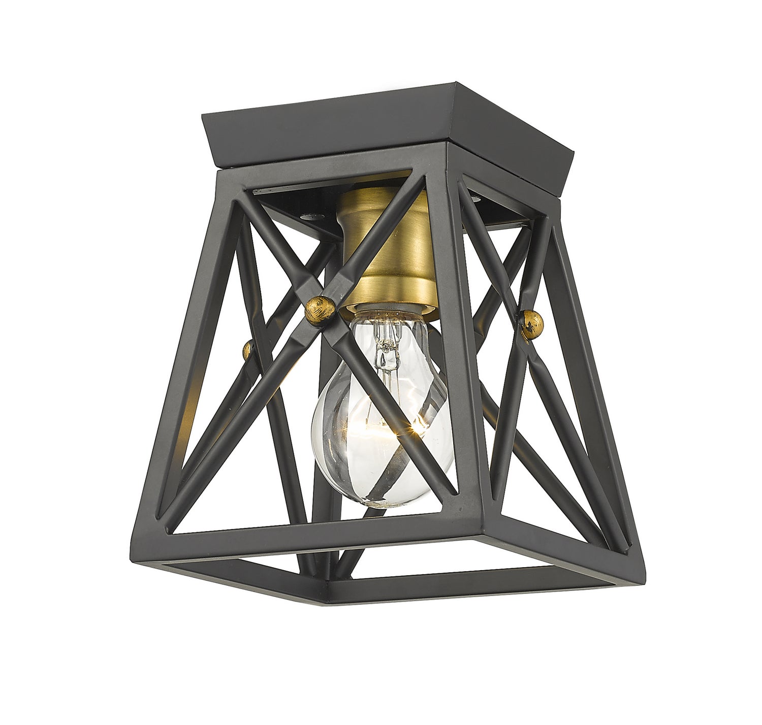 Z-Lite - 447F1-MB-OBR - One Light Flush Mount - Trestle - Matte Black / Olde Brass