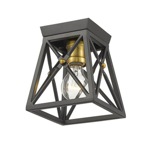 Z-Lite - 447F1-MB-OBR - One Light Flush Mount - Trestle - Matte Black / Olde Brass