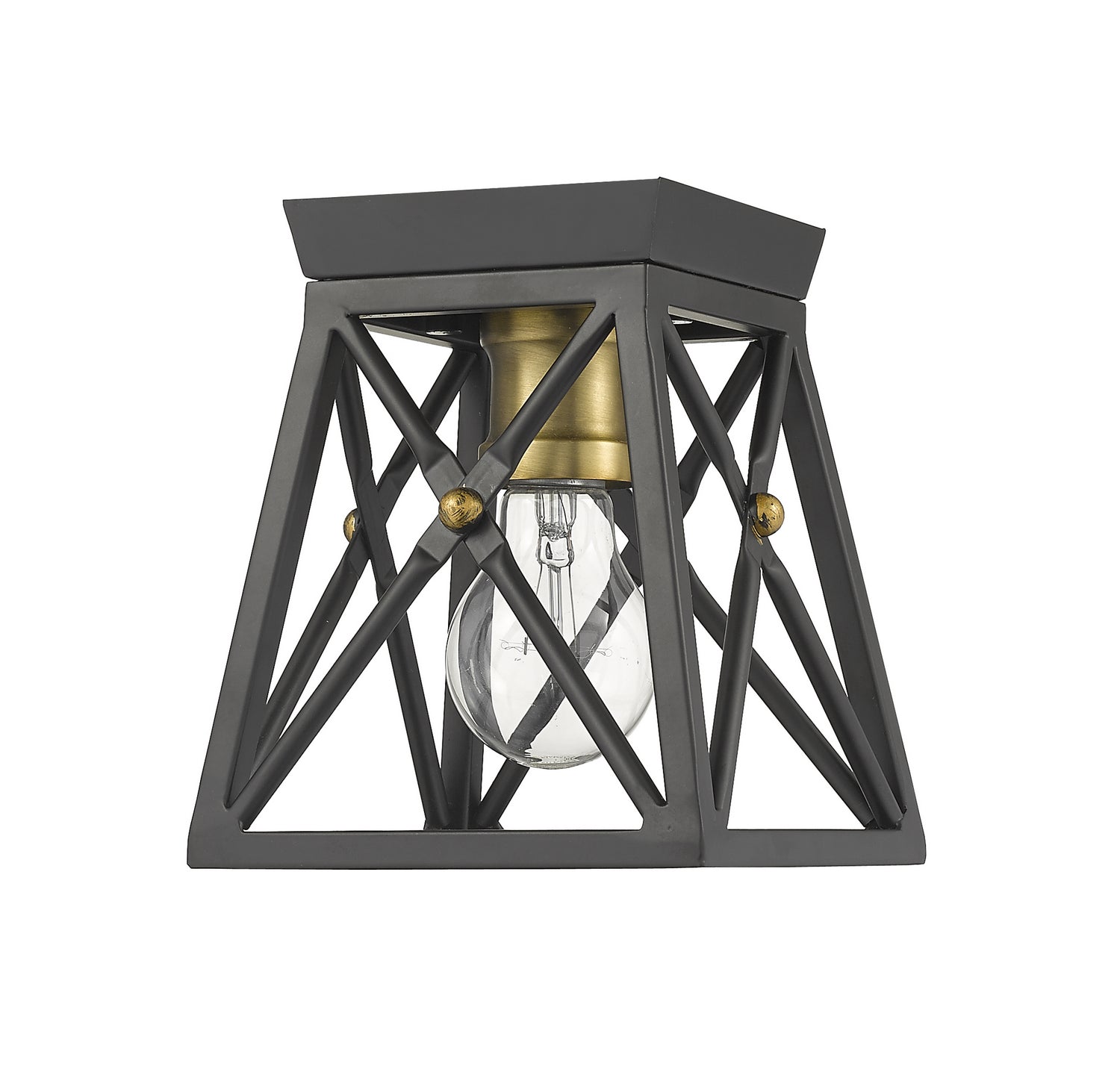 Z-Lite - 447F1-MB-OBR - One Light Flush Mount - Trestle - Matte Black / Olde Brass