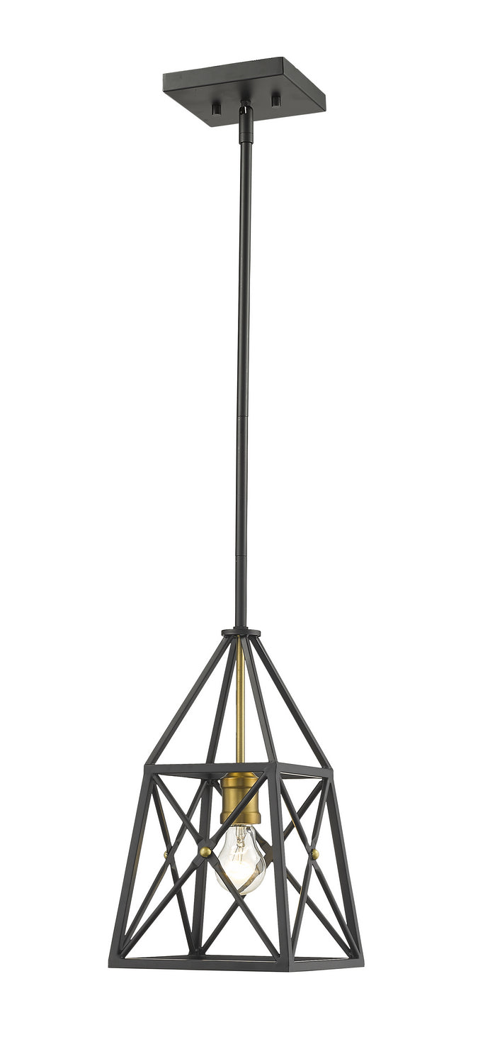 Z-Lite - 447MP-MB-OBR - One Light Pendant - Trestle - Matte Black + Olde Brass