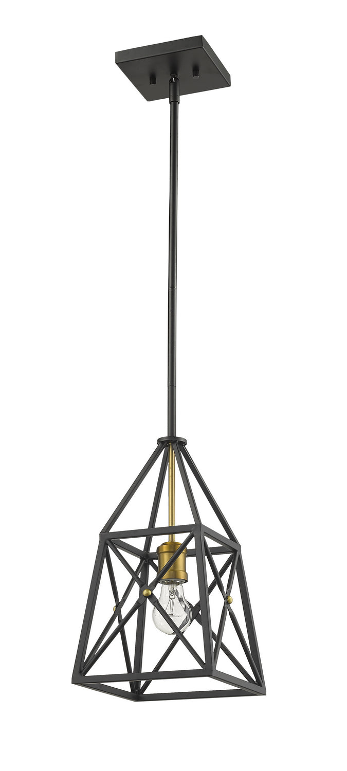 Z-Lite - 447MP-MB-OBR - One Light Pendant - Trestle - Matte Black + Olde Brass