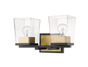 Z-Lite - 475-2V-MB-OBR - Two Light Vanity - Bleeker Street - Matte Black / Olde Brass