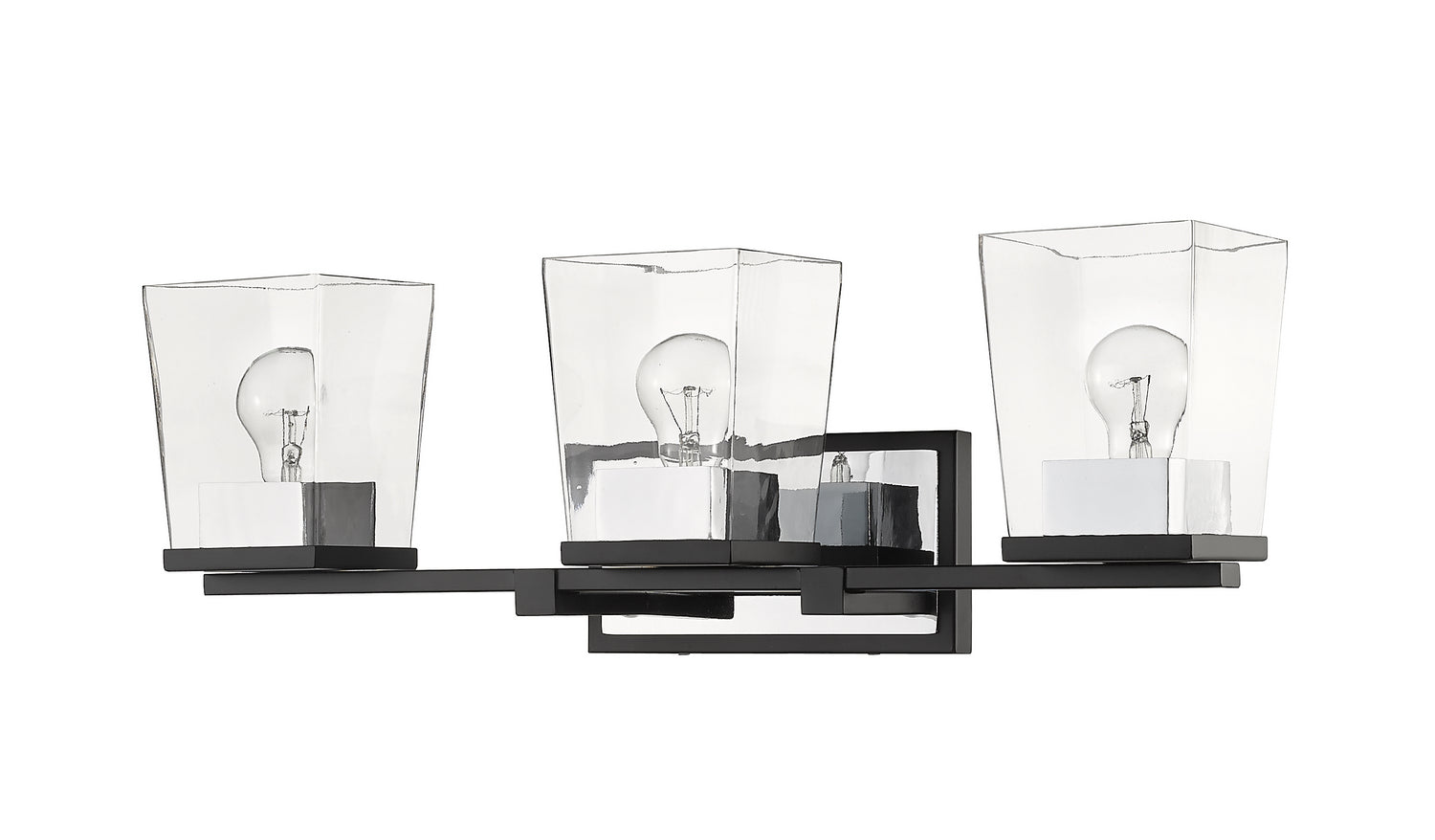 Z-Lite - 475-3V-MB-CH - Three Light Vanity - Bleeker Street - Matte Black / Chrome