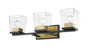 Z-Lite - 475-3V-MB-OBR - Three Light Vanity - Bleeker Street - Matte Black + Olde Brass