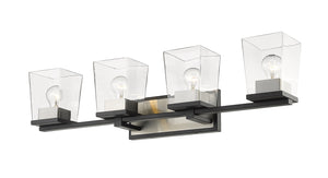 Z-Lite - 475-4V-MB-BN - Four Light Vanity - Bleeker Street - Matte Black + Brushed Nickel