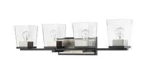 Z-Lite - 475-4V-MB-BN - Four Light Vanity - Bleeker Street - Matte Black + Brushed Nickel