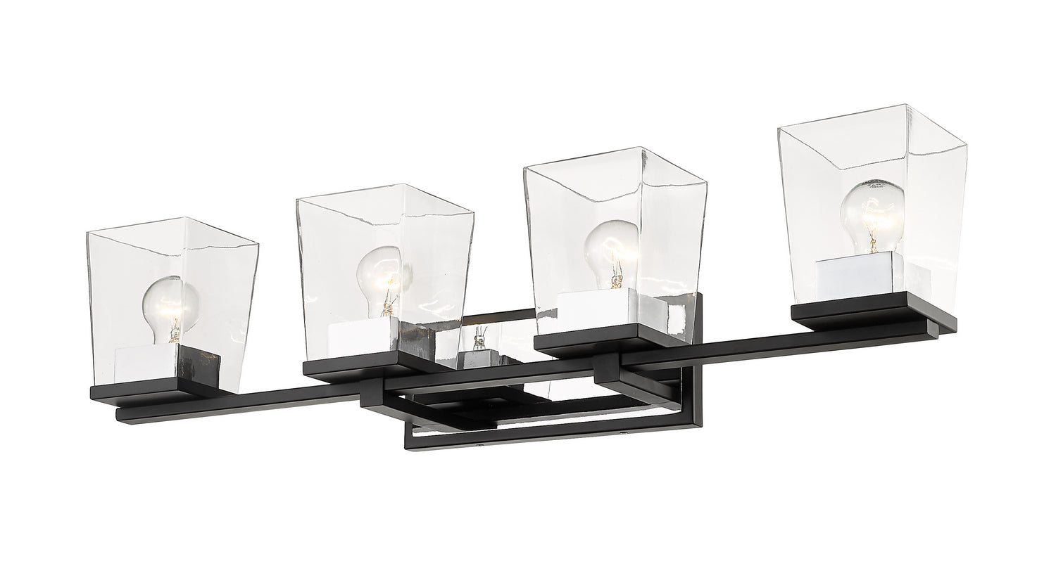 Z-Lite - 475-4V-MB-CH - Four Light Vanity - Bleeker Street - Matte Black + Chrome
