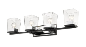 Z-Lite - 475-4V-MB-CH - Four Light Vanity - Bleeker Street - Matte Black + Chrome