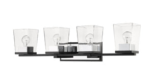 Z-Lite - 475-4V-MB-CH - Four Light Vanity - Bleeker Street - Matte Black + Chrome