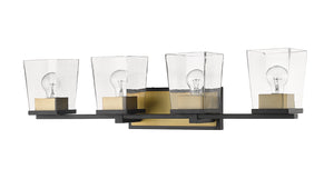 Z-Lite - 475-4V-MB-OBR - Four Light Vanity - Bleeker Street - Matte Black + Olde Brass