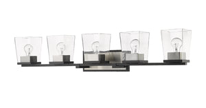 Z-Lite - 475-5V-MB-BN - Five Light Vanity - Bleeker Street - Matte Black / Brushed Nickel