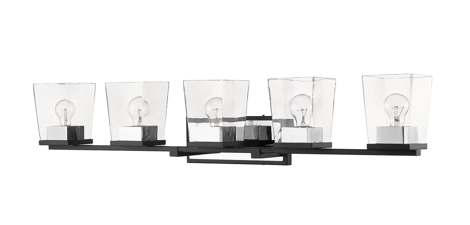 Z-Lite - 475-5V-MB-CH - Five Light Vanity - Bleeker Street - Matte Black / Chrome