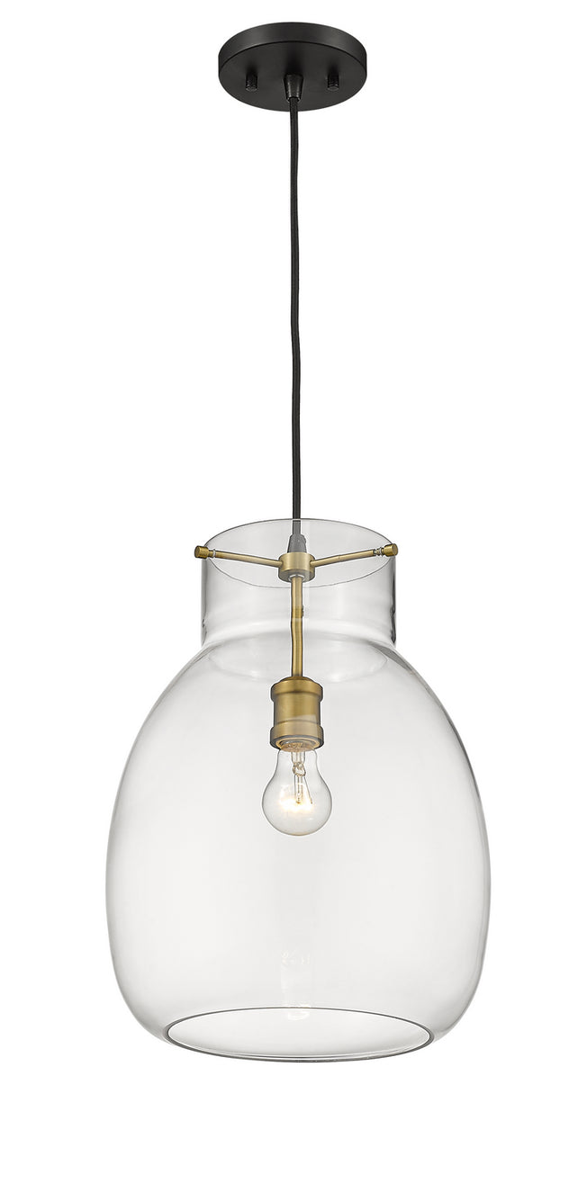 Z-Lite - 476P-MB-OBR - One Light Pendant - Bella - Matte Black + Olde Brass