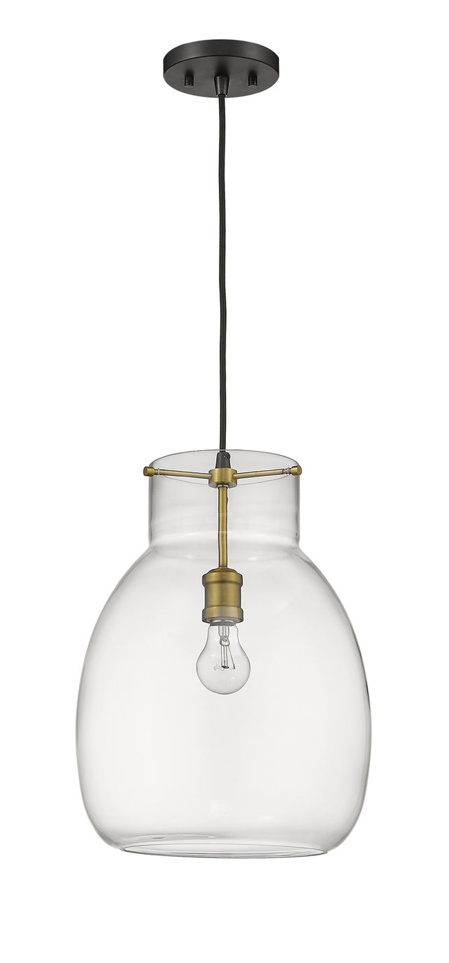 Z-Lite - 476P-MB-OBR - One Light Pendant - Bella - Matte Black + Olde Brass