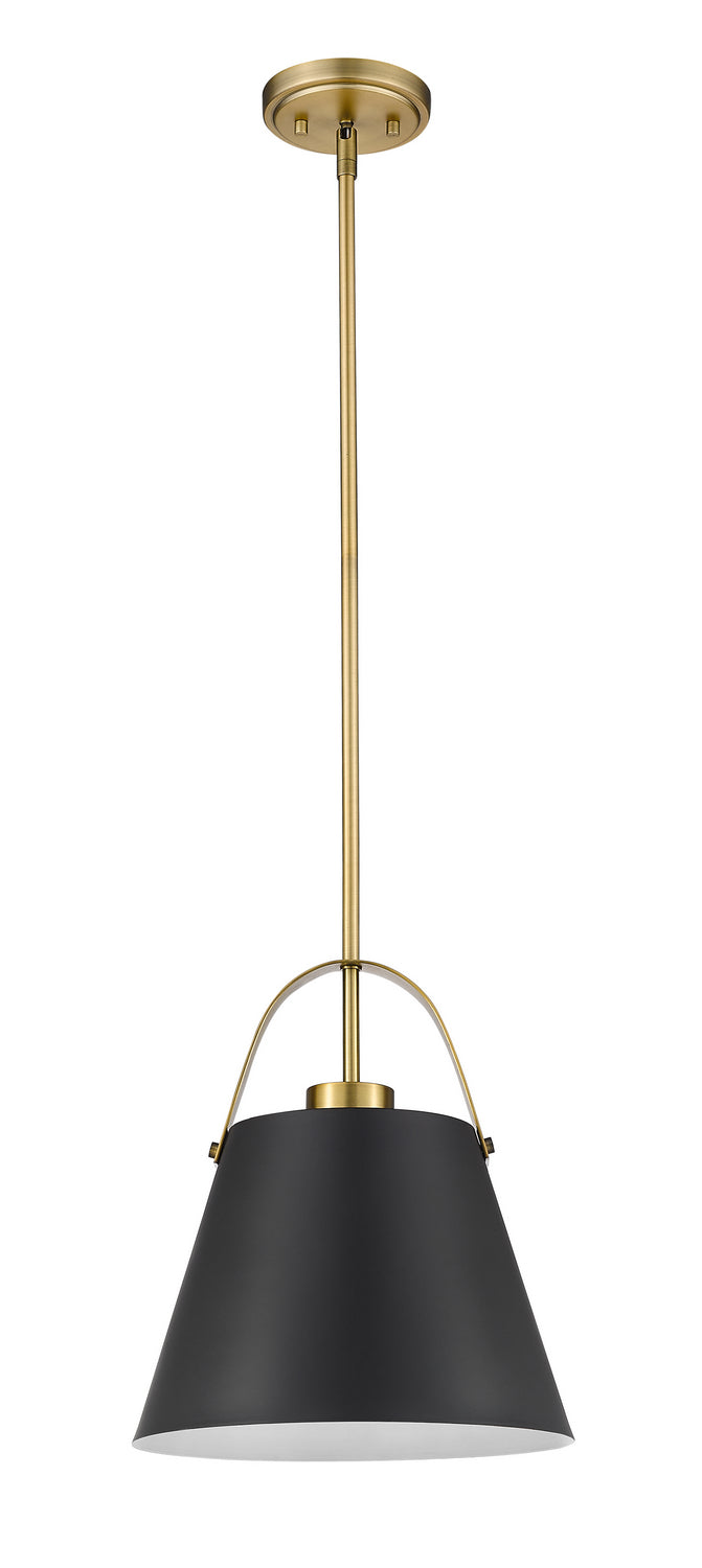 Z-Lite - 726P-MB+HBR - One Light Pendant - Z-Studio - Matte Black / Heritage Brass