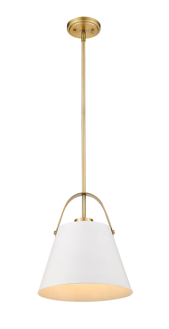 Z-Lite - 726P-MW+HBR - One Light Pendant - Z-Studio - Matte White + Heritage Brass