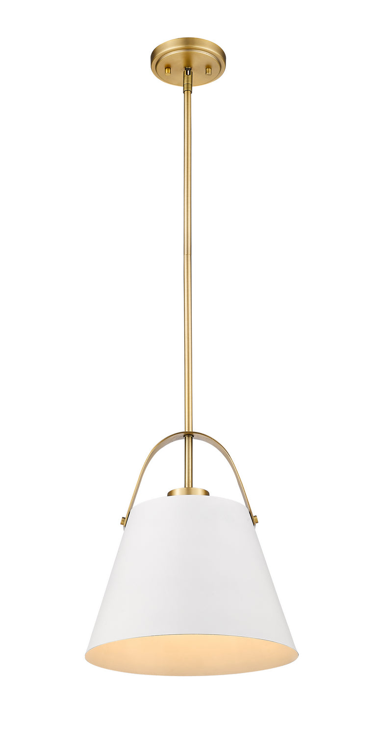 Z-Lite - 726P-MW+HBR - One Light Pendant - Z-Studio - Matte White / Heritage Brass