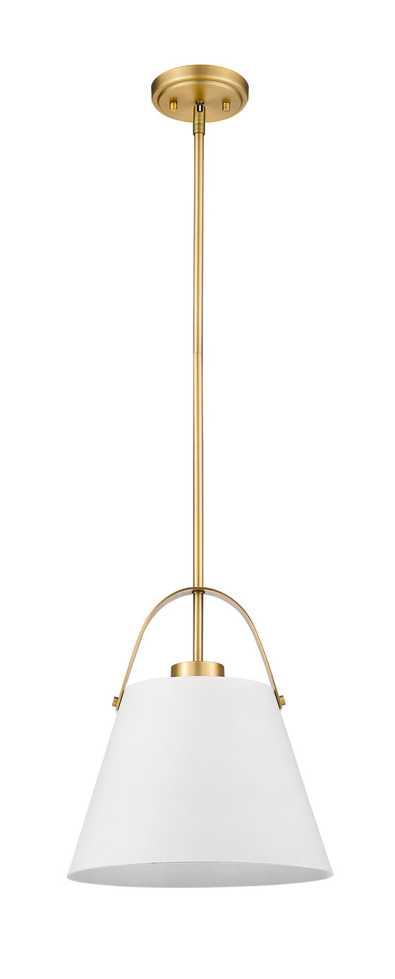 Z-Lite - 726P-MW+HBR - One Light Pendant - Z-Studio - Matte White + Heritage Brass