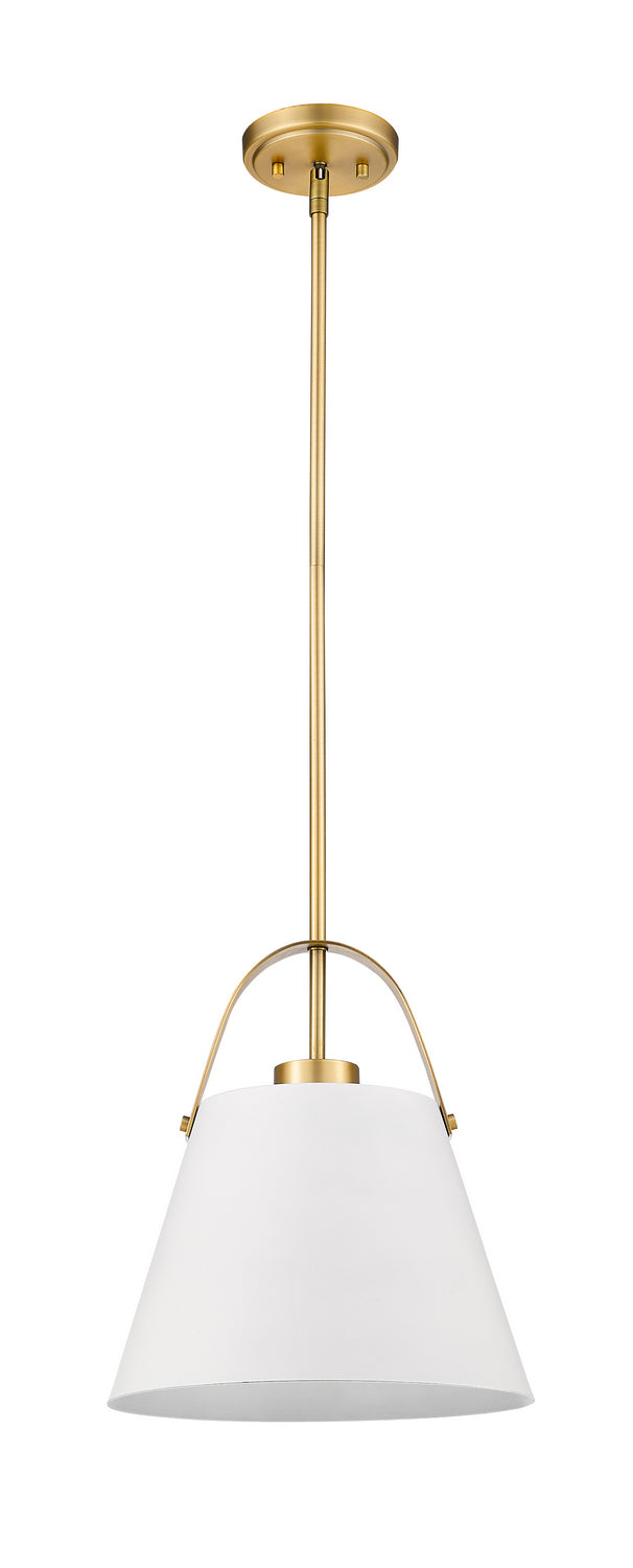 Z-Lite - 726P-MW+HBR - One Light Pendant - Z-Studio - Matte White / Heritage Brass