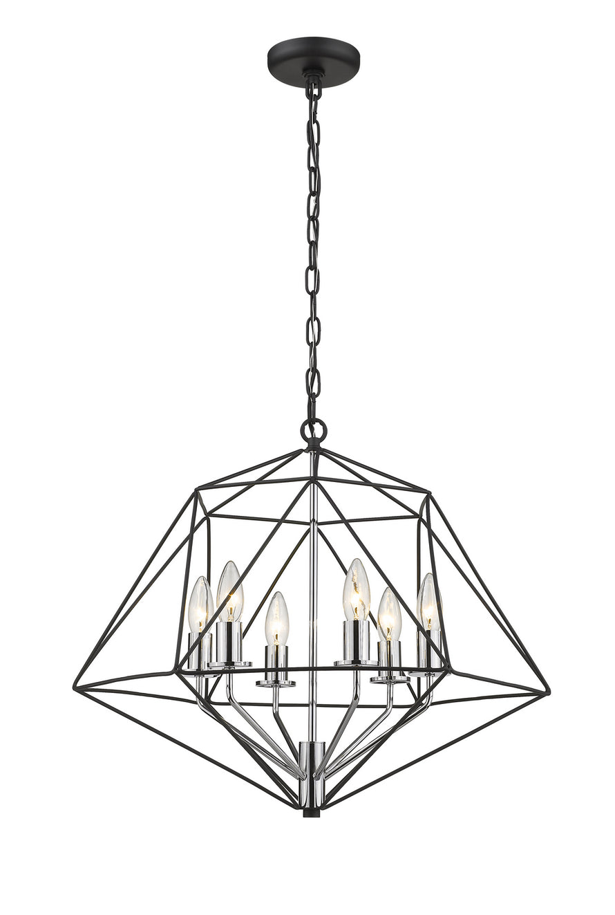 Z-Lite - 918-22MB-CH - Six Light Chandelier - Geo - Matte Black + Chrome