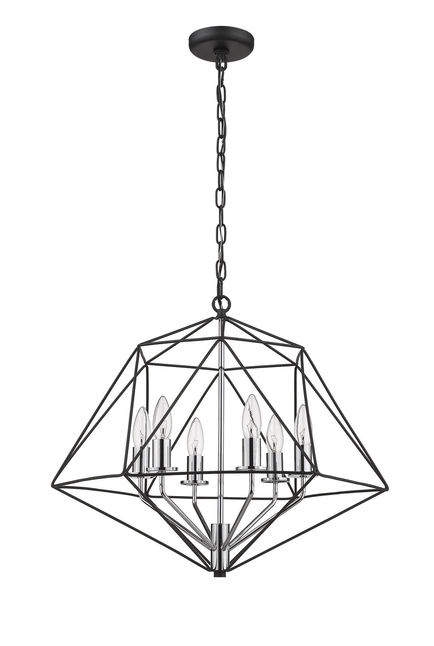 Z-Lite - 918-22MB-CH - Six Light Chandelier - Geo - Matte Black + Chrome