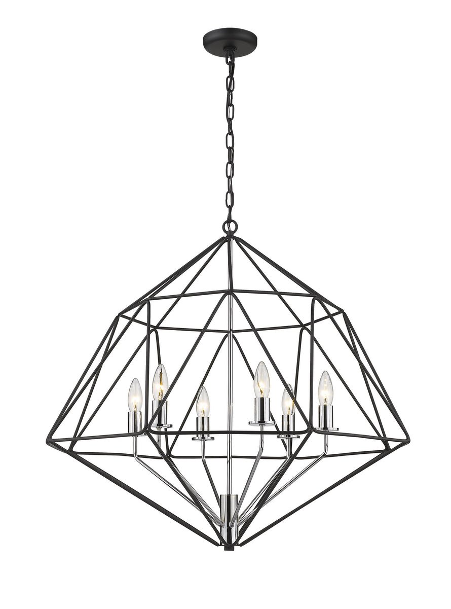 Z-Lite - 918-30MB-CH - Six Light Chandelier - Geo - Matte Black + Chrome