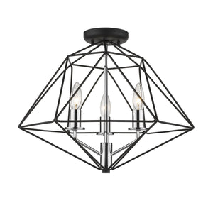 Z-Lite - 918SF-MB-CH - Three Light Semi Flush Mount - Geo - Matte Black + Chrome