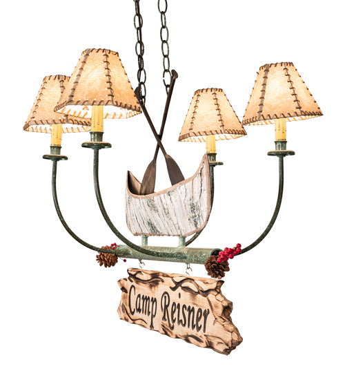 Meyda Tiffany - 217594 - Four Light Chandelier - Personalized - Natural Wood,Tarnished Copper