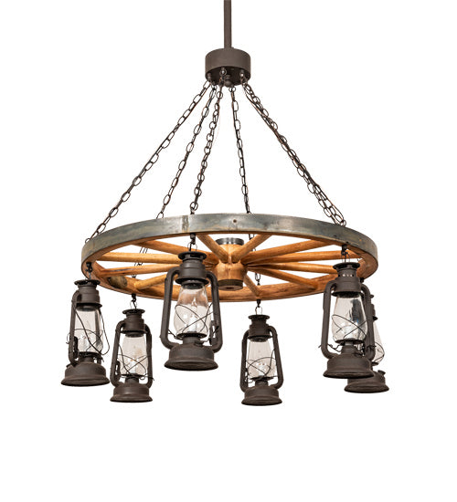 Meyda Tiffany - 219573 - Six Light Chandelier - Miners Lantern - Dark Roast