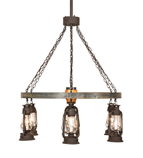 Meyda Tiffany - 219573 - Six Light Chandelier - Miners Lantern - Dark Roast