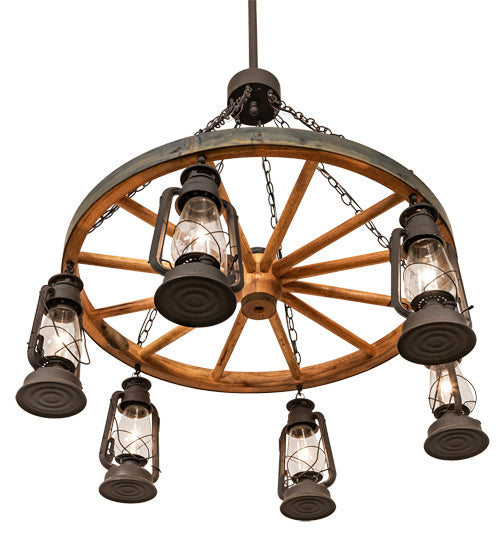 Meyda Tiffany - 219573 - Six Light Chandelier - Miners Lantern - Dark Roast