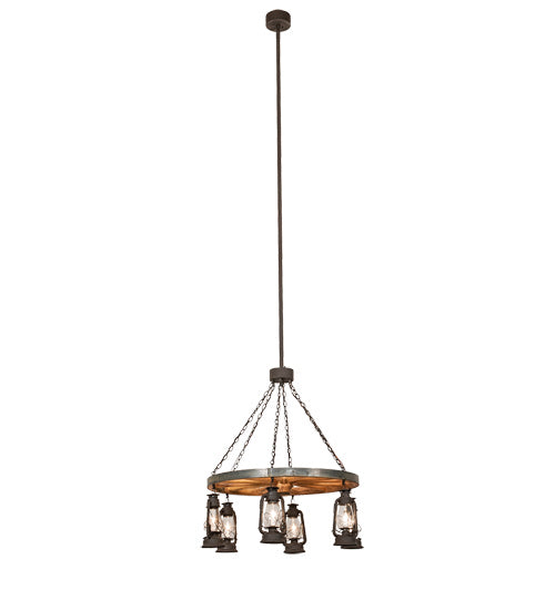 Meyda Tiffany - 219573 - Six Light Chandelier - Miners Lantern - Dark Roast