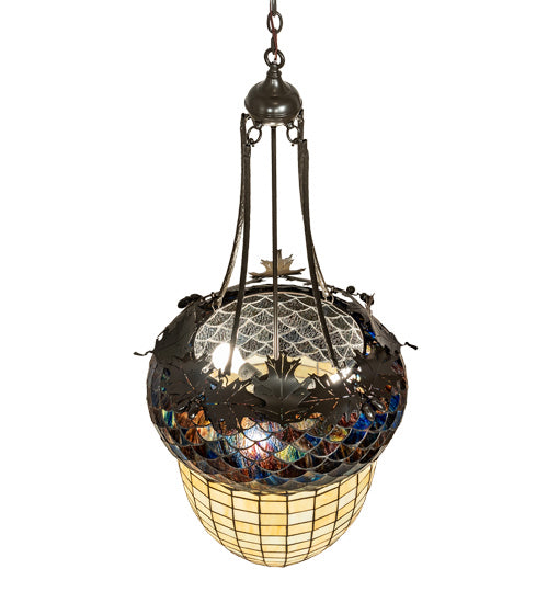 Meyda Tiffany - 220216 - Three Light Pendant - Greenbriar Oak - Timeless Bronze