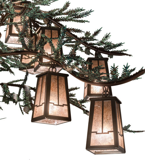 Meyda Tiffany - 220711 - 15 Light Chandelier - Pine Branch - Cafe Noir With Green Branches And Timeless Bronze Shade