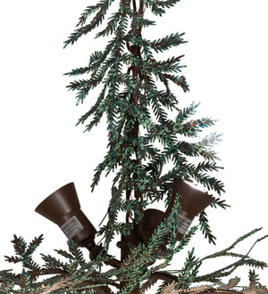 Meyda Tiffany - 220711 - 15 Light Chandelier - Pine Branch - Cafe Noir With Green Branches And Timeless Bronze Shade