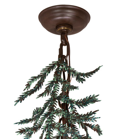 Meyda Tiffany - 220711 - 15 Light Chandelier - Pine Branch - Cafe Noir With Green Branches And Timeless Bronze Shade