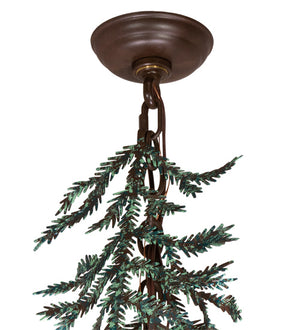 Meyda Tiffany - 220711 - 15 Light Chandelier - Pine Branch - Cafe Noir With Green Branches And Timeless Bronze Shade