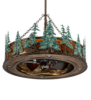 Meyda Tiffany - 222081 - 12 Light Chandel-Air - Tall Pines - Antique Copper With Green Trees